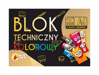 Blok techniczny kolorowy 10 arkuszy złota + srebrna A4 - Shan