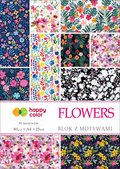 Blok z motywami, Flowers, A4 80g 15 arkuszy, Happy Color&nbsp;-&nbsp;Happy Color