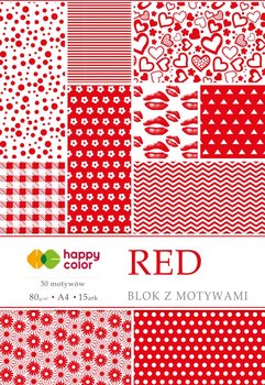 Blok z motywami, Red, A4, 80g, 15 arkuszy, 30 motywów - Happy Color