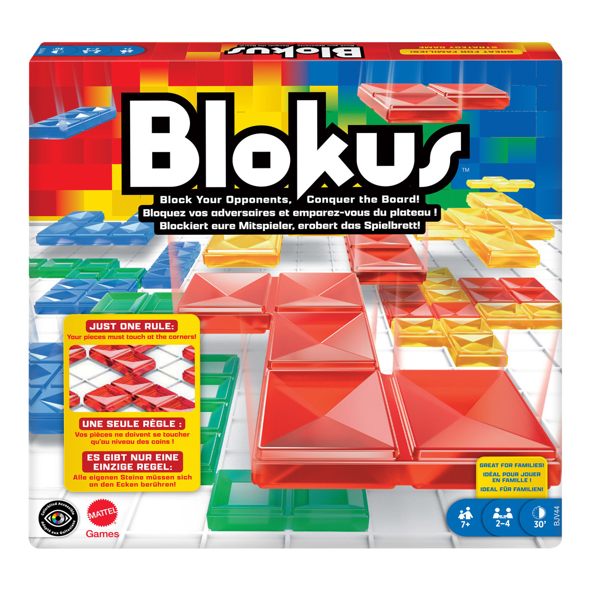 Blokus, Rodzinna i towarzyska strategiczna logiczna gra planszowa, dla dzieci 7+ i dorosłych BJV44