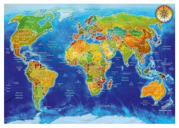 Bluebird, puzzle, Geopolityczna Mapa Świata Bluebird Puzzle, 1000 el. - Bluebird