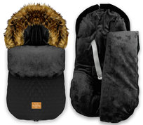 BlueKitty, Śpiworek 3W1 Do Wózka Spacerówki Gondoli Fotelika 0-13 Kg - Pikowany - Rudy Lis - 85X40, czarny