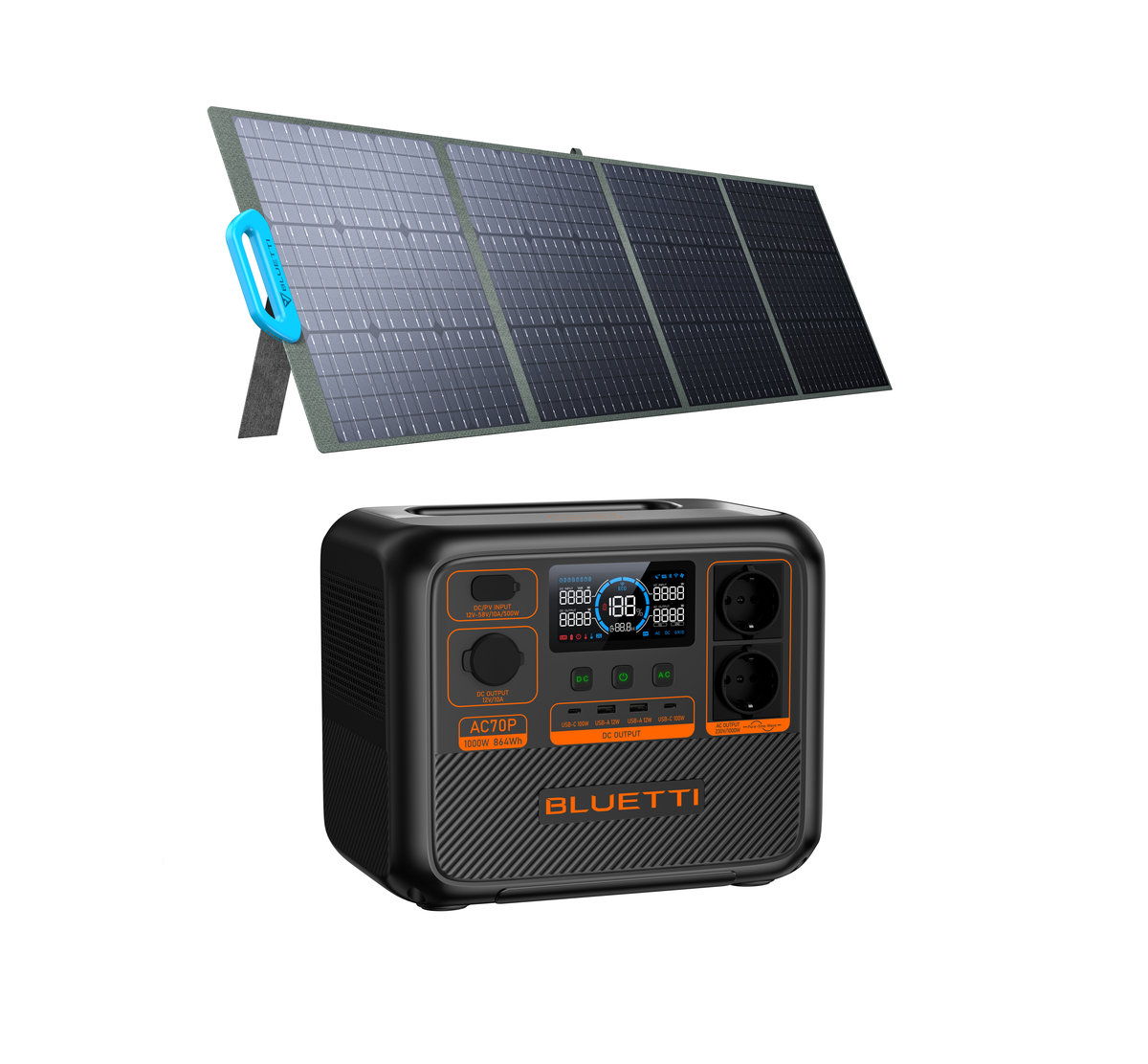 Фото - Електрогенератор BLUETTI AC70P Generator słoneczny z panelem słonecznym PV200, ulepszony AC 