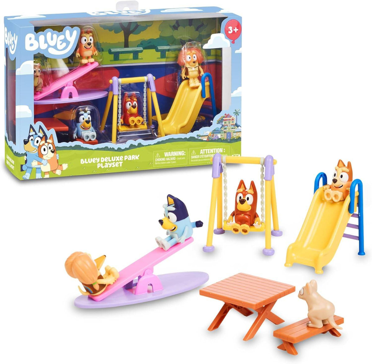 Bluey Bingo Pieski Zestaw Plac Zabaw Park Huśtawka Zjeżdzalnia Figurki ...