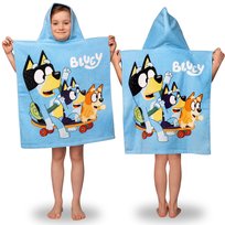 Bluey Ręcznik na basen, SZYBKOSCHNĄCE poncho z kapturem dla dzieci NA PLAŻĘ, 100% BAWEŁNA 50x115 cm OEKO-TEX Bluey