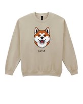 Bluza bez kaptura Akita Inu Personalizowana Pies Pieseł Beżowy XL