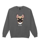 Bluza bez kaptura Buldog francuski Personalizowana Pies Grafitowy M