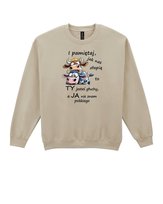 Bluza bez kaptura Krowy Śmieszny Tekst Żart Farma Beżowy XL