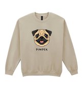 Bluza bez kaptura Mops Personalizowana Pupil Pies Beżowy XL