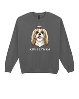 Bluza bez kaptura Shih Tzu Personalizowana Pupil Pies Grafitowy M