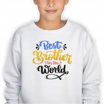 BLUZA BIAŁA Dziecięca Prezent Urodziny BEST BROTHER IN THE WORLD Wzory -164