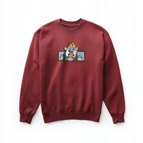 Bluza bordowa unisex Król Lodu i Pingwiny haft 280g bawełna XL