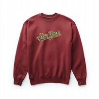 Bluza bordowa z haftem New York, casual streetwear XL