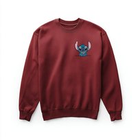 Bluza bordowa z haftem Stitch | Urocza postać z bajki | Unisex | M