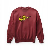 Bluza bordowa z haftem „Yellow Smiley” - unisex, 80% bawełna, 280 g/m², XL