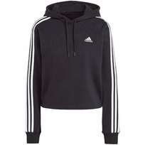 Bluza damska adidas Essentials 3-Stripes French Terry Crop Hoodie czarna IC Adidas