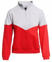 Bluza Damska Bawełniana Modna Z Zamkiem Miękka Ciepła Stylowa Moraj 3Xl Red