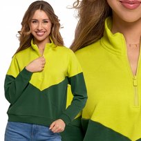 Bluza Damska Bawełniana Modna Z Zamkiem Miękka Ciepła Stylowa Moraj Xl Green