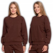 Bluza Damska Dresowa Ocieplana Bez Kaptura Wkładana Bawełniana Moraj M Brown
