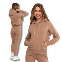 BLUZA DAMSKA Gładka Rozpinana Dresowa z Kapturem Klasyczna Beżowa MORAJ XL