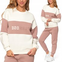 Bluza Damska Luźna Ocieplana Bawełniana Sportowa z Napisem RÓŻOWA MORAJ S