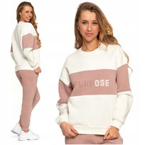 BLUZA DAMSKA Ocieplana Luźna z Napisem Modna Oversize Przez Głowę MORAJ M