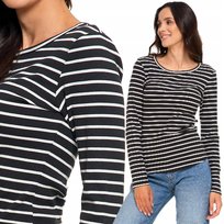 BLUZA DAMSKA PRĄŻKOWANA Z DŁUGIM RĘKAWEM STYLOWA BAWEŁNIANA MORAJ M PATT 1