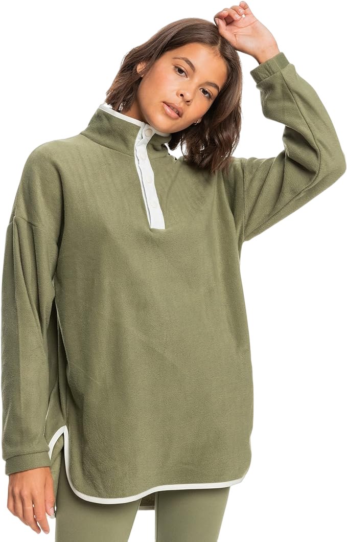 Roxy Evening Hike Zip Up Hoodie - Felpa Con Cappuccio E Cerniera Per Donna, A Righe, Vestibilità Regolare, Tasca A Marsupio