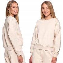 Bluza Dresowa Damska Ocieplana Luźna Z Haftowanymi Rękawami Moraj L Ecru