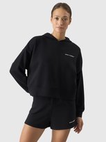Bluza dresowa nierozpinana z kapturem damska 4F 4FWSS24TSWSF1003-20S Czarny 4F