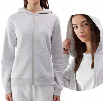 Bluza dresowa rozpinana z kapturem damska 4F 4FWSS24TSWSF0956-27M Szary - 4F