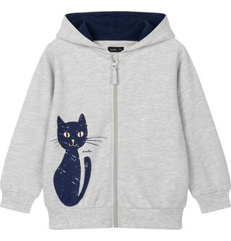 Bluza Dziecięca Dziewczęca dresowa Rozpinana z kapturem Kot Szara 134  Endo - Endo