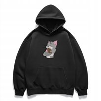 Bluza hoodie z haftem Tom i Jerry - miłość, przytulanie, oversize S