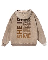 Bluza Kobieca Siła She Is ME Pewność Siebie Feministyczna Beżowy XXL