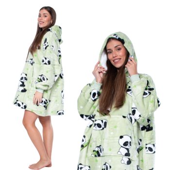 Bluza Koc Kocobluza 2w1 Oversize Kaptur Gruba Sherpa Zielona w Pandy - Inna marka