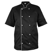Bluza kucharska czarna z lamówką, rękaw krótki  Mg13rk M