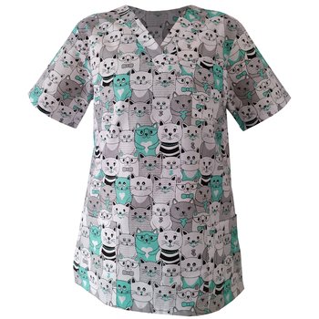 Bluza medyczna damska fartuch kolorowy wzorek 1001 XXS - M&C