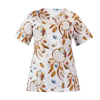 Bluza medyczna damska fartuch kolorowy wzorek 1032 S - M&C