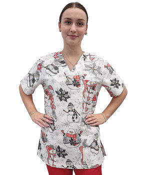 Bluza medyczna świąteczna bawełna 100% wzór W4 roz. 3XL - M&C