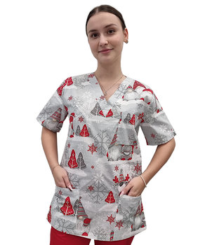 Bluza medyczna świąteczna bawełna 100% wzór W6 roz. 4XL - M&C