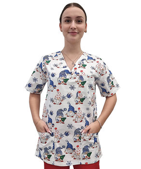 Bluza medyczna świąteczna bawełna 100% wzór W7 roz. XXL - M&C