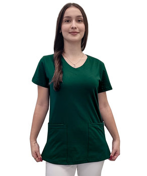 Bluza medyczna zielona butelka elastyczna bawełna roz. XXL - M&C