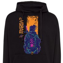 Bluza męska anime cyberpunk streetwear 3XL czarna z kapturem DEYORA