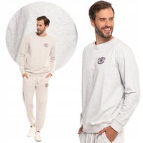 Bluza Męska Bez Kaptura Z Minimalistycznym Nadrukiem Bawełniana Moraj L Grey