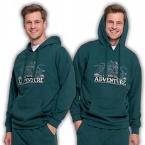 Bluza Męska Bluza Dresowa Z Kapturem I Haftem Kieszeń Ocieplana Moraj L Green