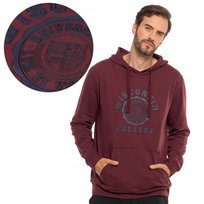 Bluza Męska Dresowa Z Kapturem I Nadrukiem Wkładana Bawełniana Moraj L Red