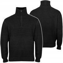 Bluza Męska Sweter Mfh Pullover Troyer Z Zamkiem Gruby I Ciepły Czarny L Mil-Tec