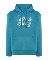 Bluza męska Wędkarska Rybki dla Rybaka Ryba na Prezent Niebieska L