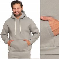 BLUZA MĘSKA Z KAPTUREM DRESOWA OVERSIZE BAWEŁNIANA OCIEPLANA MORAJ L GREY