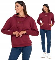 Bluza Modna Dresowa Damska Z Kapturem Bawełniana Haft Czerwona Moraj Xl